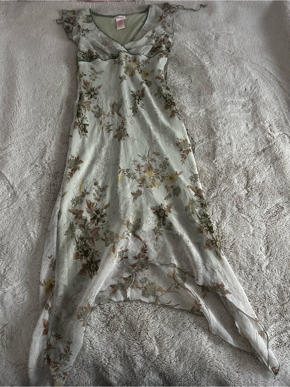 Speechless Light Sage Floral Asymmetrical Slip Dress